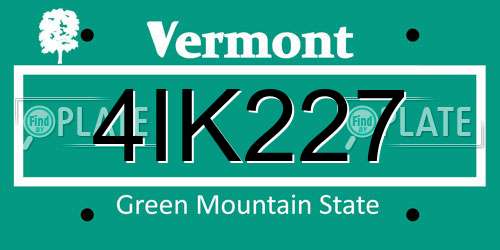 4IK227 Vermont License Plate