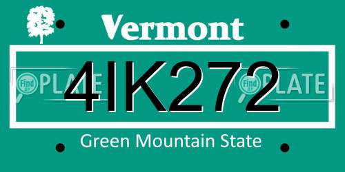 4IK272 Vermont License Plate