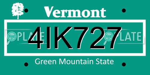 4IK727 Vermont License Plate