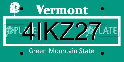 4IKZ27 Vermont License Plate