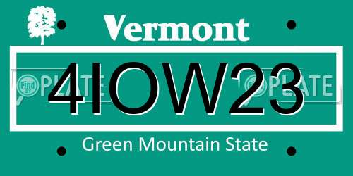 4IOW23 Vermont License Plate