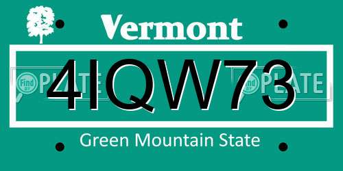 4IQW73 Vermont License Plate