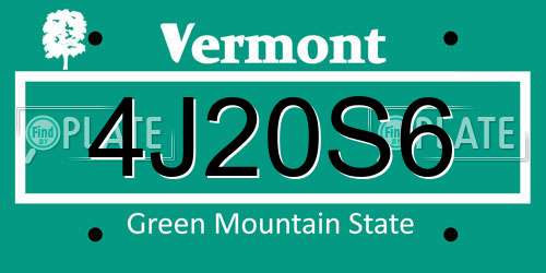 4J20S6 Vermont License Plate
