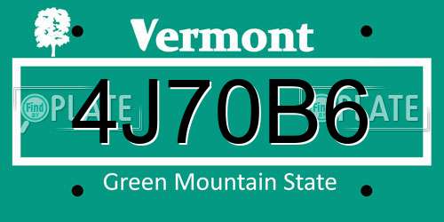 4J70B6 Vermont License Plate