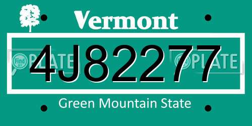 4J82277 Vermont License Plate