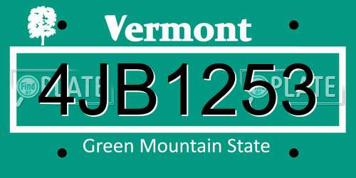 4JB1253 Vermont License Plate