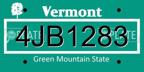 4JB1283 Vermont License Plate