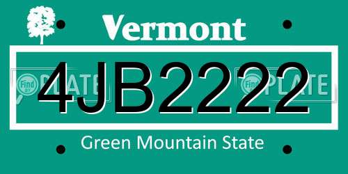4JB2222 Vermont License Plate