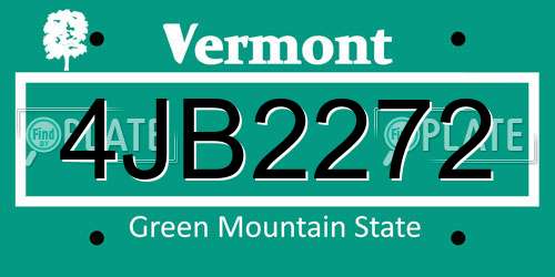 4JB2272 Vermont License Plate