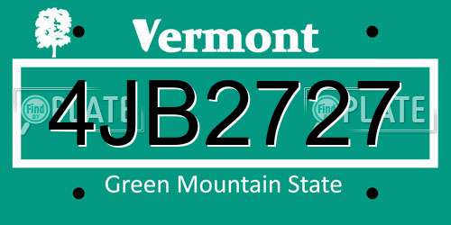 4JB2727 Vermont License Plate