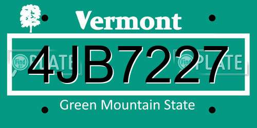 4JB7227 Vermont License Plate