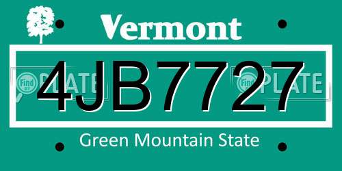 4JB7727 Vermont License Plate