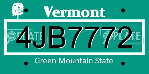 4JB7772 Vermont License Plate