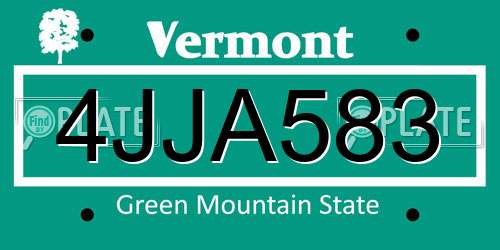 4JJA583 Vermont License Plate