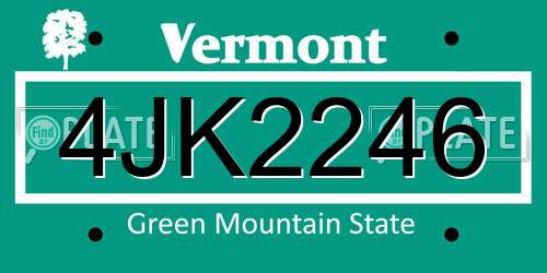 4JK2246 Vermont License Plate