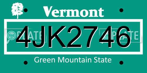 4JK2746 Vermont License Plate