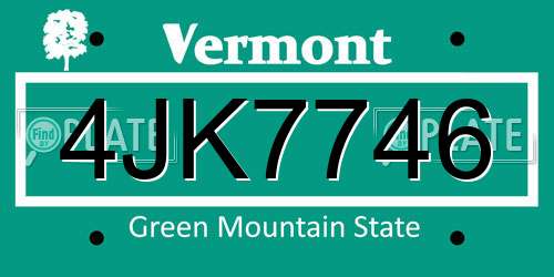 4JK7746 Vermont License Plate
