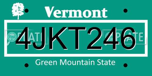 4JKT246 Vermont License Plate