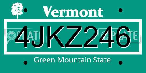 4JKZ246 Vermont License Plate