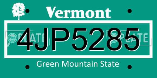 4JP5285 Vermont License Plate