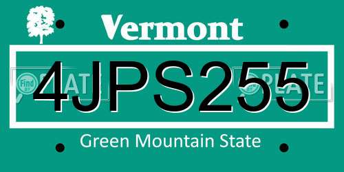 4JPS255 Vermont License Plate