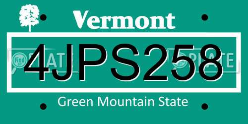 4JPS258 Vermont License Plate