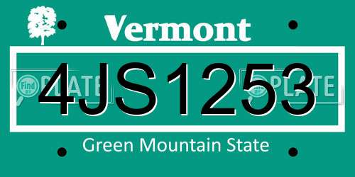 4JS1253 Vermont License Plate