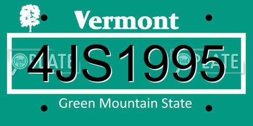 4JS1995 Vermont License Plate