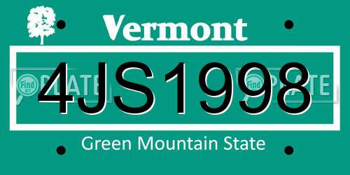 4JS1998 Vermont License Plate