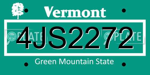 4JS2272 Vermont License Plate