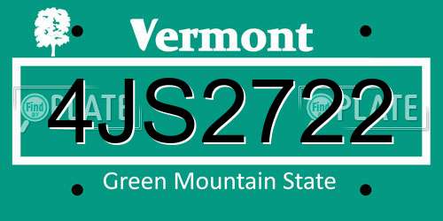 4JS2722 Vermont License Plate