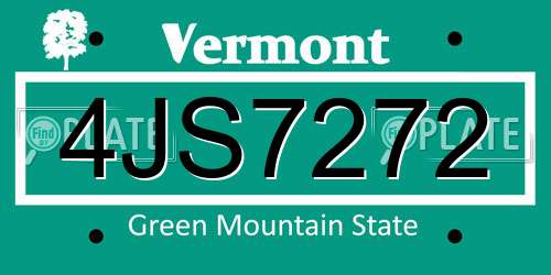 4JS7272 Vermont License Plate