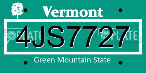 4JS7727 Vermont License Plate
