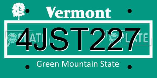 4JST227 Vermont License Plate
