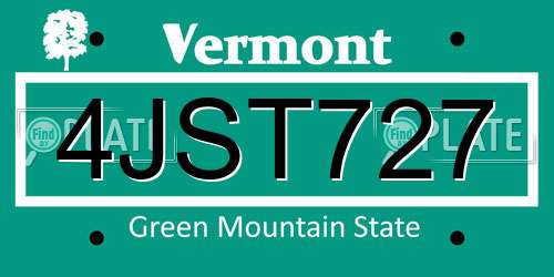 4JST727 Vermont License Plate