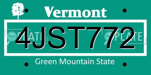 4JST772 Vermont License Plate