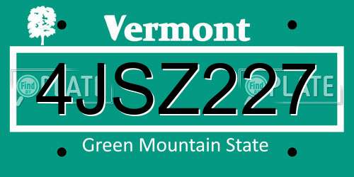 4JSZ227 Vermont License Plate