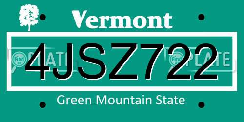 4JSZ722 Vermont License Plate