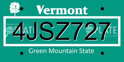 4JSZ727 Vermont License Plate