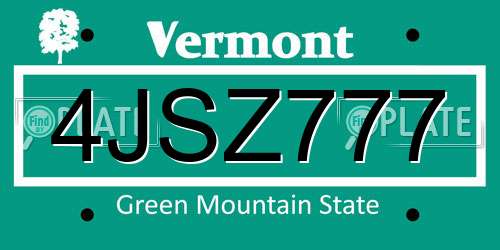 4JSZ777 Vermont License Plate