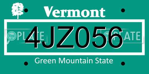 4JZ056 Vermont License Plate