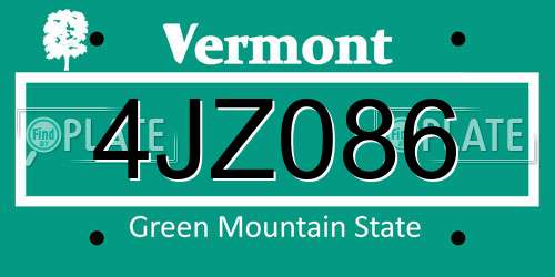 4JZ086 Vermont License Plate