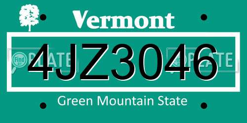 4JZ3046 Vermont License Plate