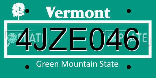 4JZE046 Vermont License Plate