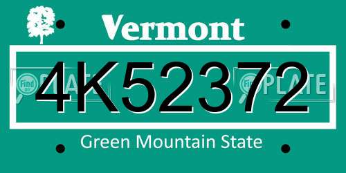 4K52372 Vermont License Plate