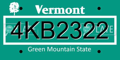 4KB2322 Vermont License Plate