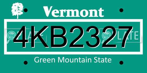 4KB2327 Vermont License Plate