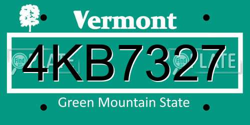 4KB7327 Vermont License Plate