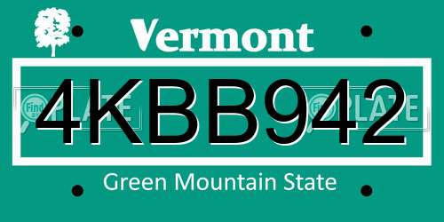 4KBB942 Vermont License Plate