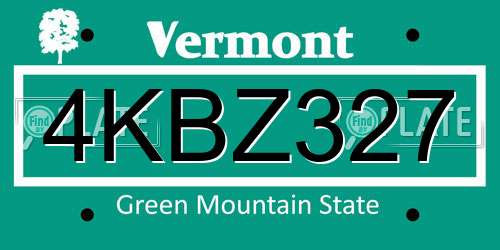 4KBZ327 Vermont License Plate